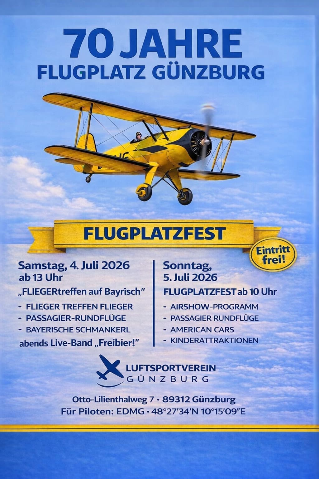 Flugplatzfest Günzburg – 70 Jahre Flugplatz Günzburg